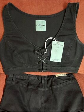 Black Denim cropped Set